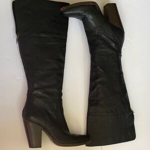 Leather Steve Madden Black Knee High Heeled Boots Women’s 8